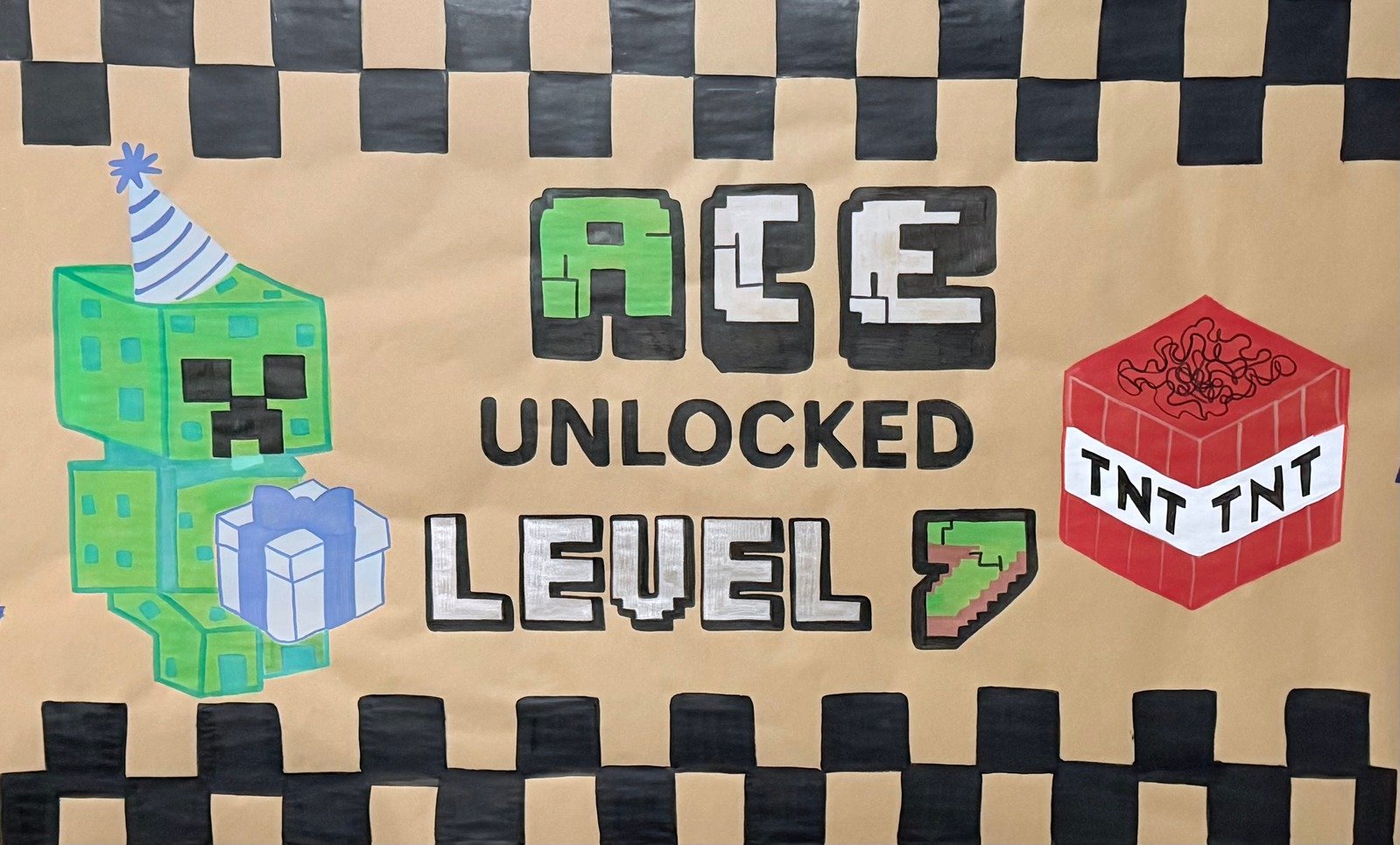 Custom Minecraft Birthday Banner — Ace Unlocked Level 7