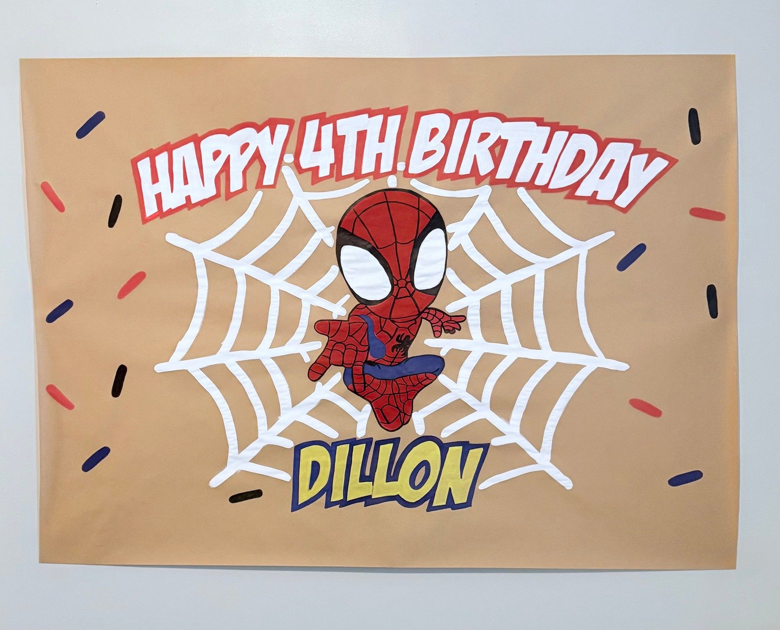 Custom Spider-Man Birthday Banner — Happy 4th Birthday Dillon